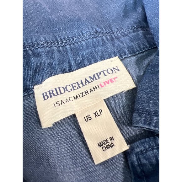 Isaac Mizrahi Live Petite Bridgehampton Stretch Chambray Dress Medium Indigo XL - Picture 3 of 6